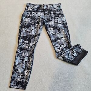 Lululemon Train Times Crop Pants Athletica Blue Black Run Gym Yoga Sz M Nulux